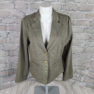 Chico's Cotton Jacket Blazer Olive Size 1 (8/10 M)